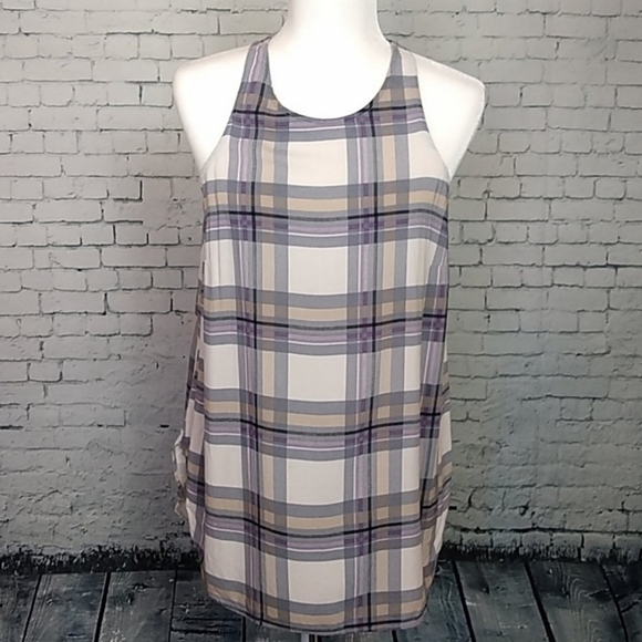 Old Navy Womens SZ Medium Light Purple Cream Plaid Tank Top - Picture 9 of 9